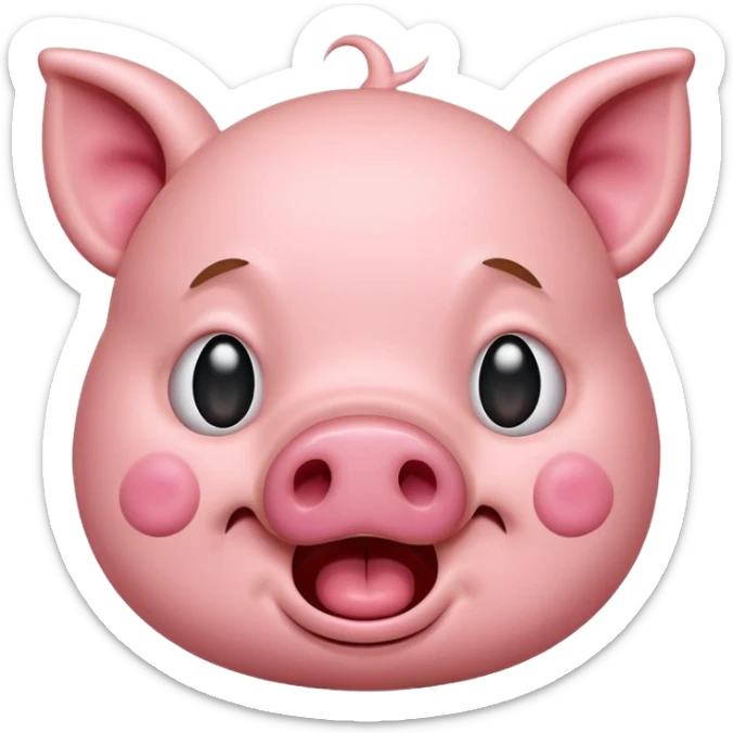 crée moi un emoji avec un cochon qui pleure de rire, tout rose  sticker