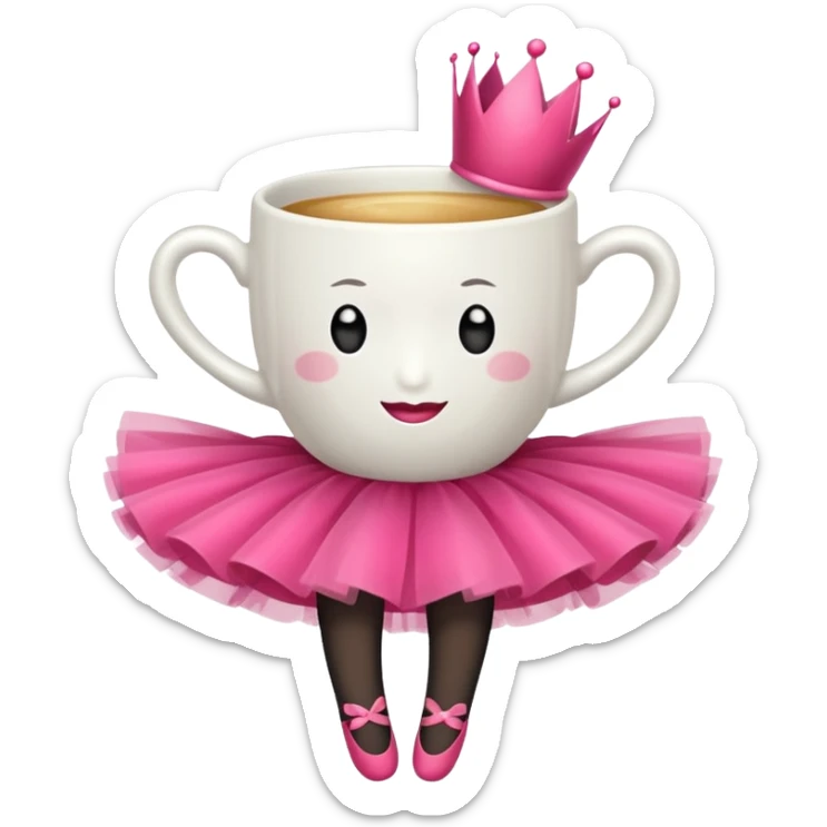 Tasa blanca con cara piernas y que sea bailarina  sticker