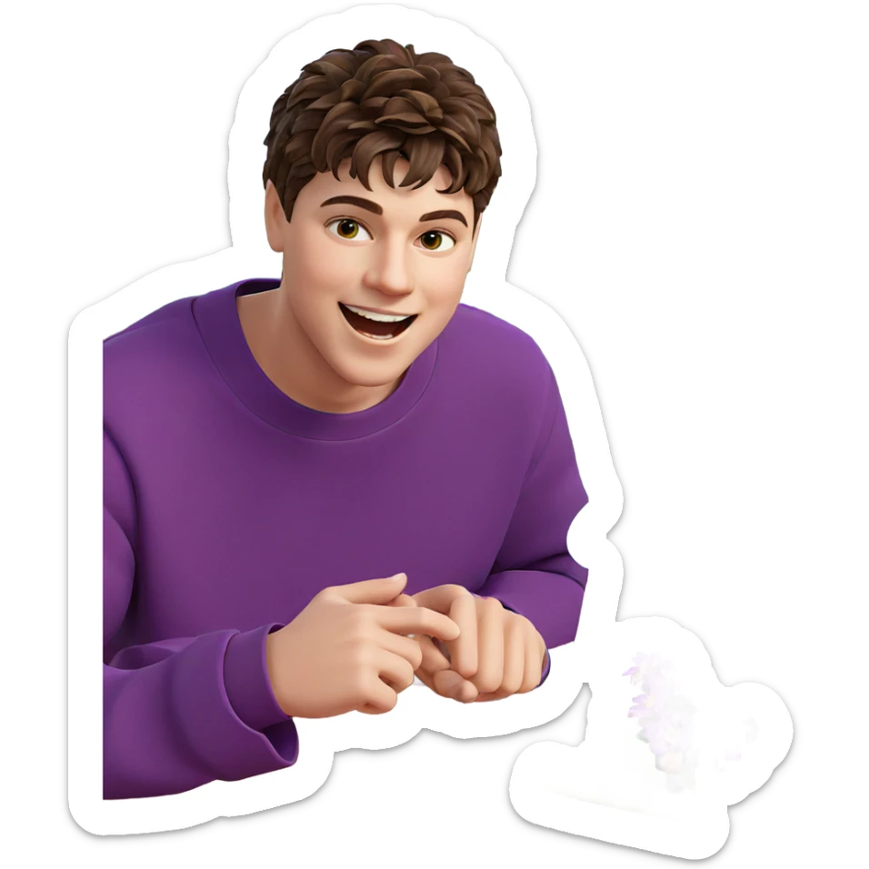 boy with flower in nature sticker