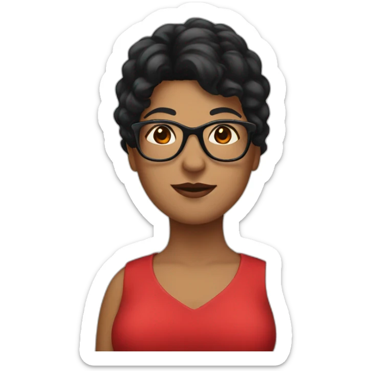 Big woman in a red dress and Black hair and glasses sticker
