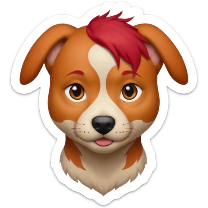 dog with tattoed face and red hair sticker