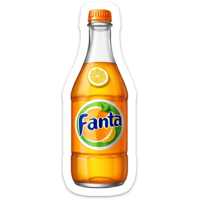 Una botella de cristal con el logo de Fanta con Fanta de limón dentro de color amarillo AMARILLA sticker