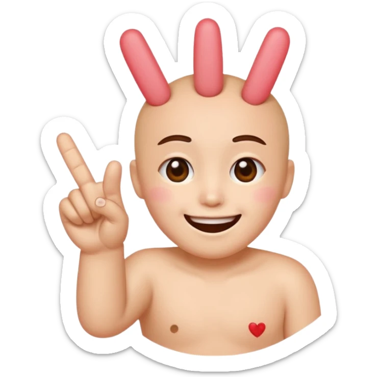 A Smiling Face with Smiling Eyes emoji with a hand korean finger heart emoji that has the middle finger sticking out sticker