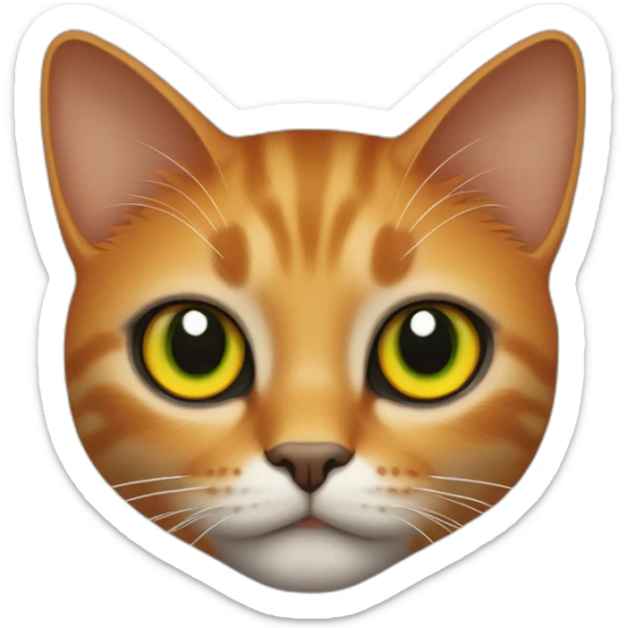 Orange and back cat with  aspots on the body, yellow eyes and green pupils sticker