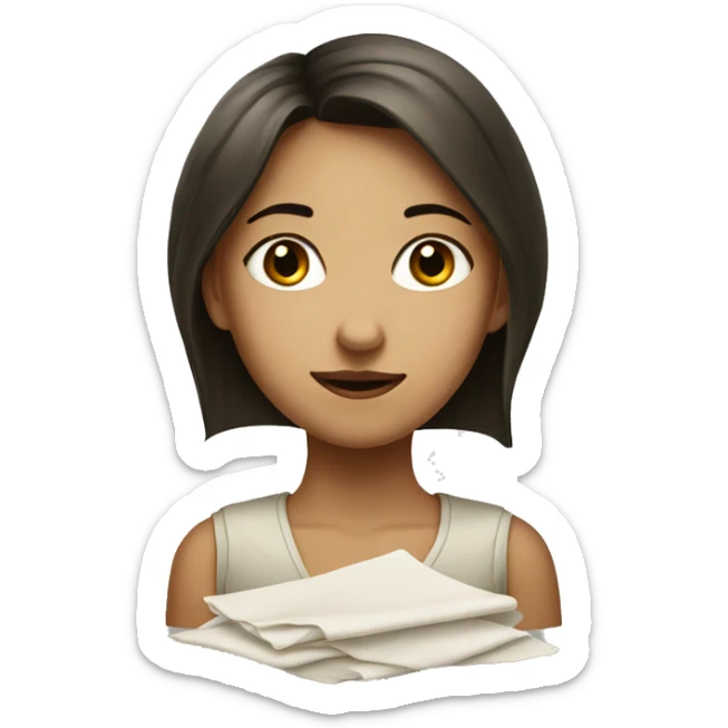 traditional portrait of a girl with a napkin in one nostril sticker