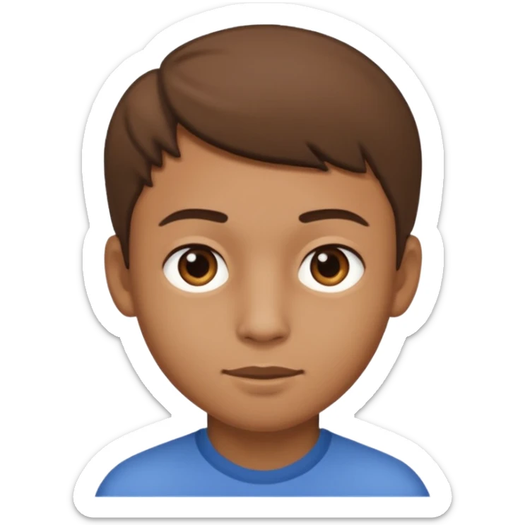 Un niño con forma de cara un poco estirada piel un poco morena y hombre y hombre sticker