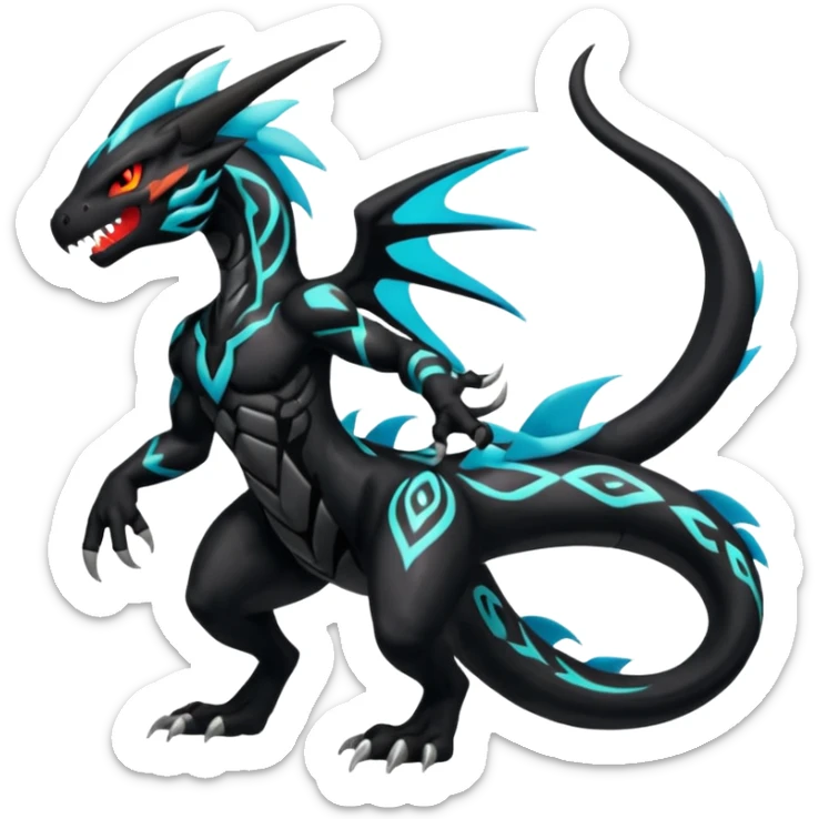 Meloetta-Venom-Zekrom-Salandit-fusion, full body, tribal markings  sticker