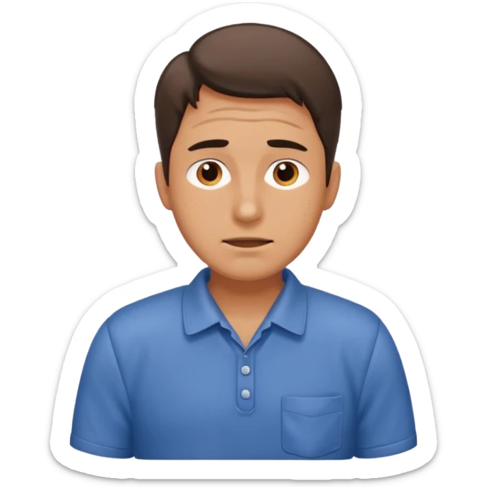 emoji of a man sitting at his workplace, very tired, sweat running down his face sticker