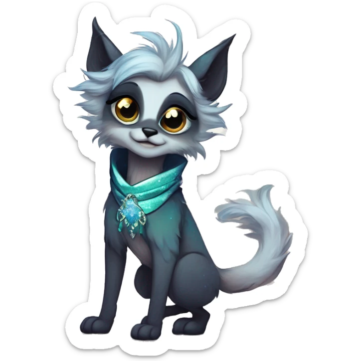 Cool cute Kawaii edgy fantasy animal sparkle fursona Fionbri by griffsnuff & LiLaiRa & Falvie full body sticker