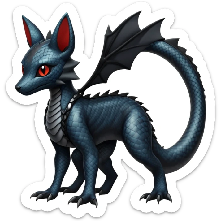 Sophisticated Modern Gothic Gloomy Futuristic Scaly Cyber-Salandit-Umbreon-Litten-Hybrid (Full body) sticker