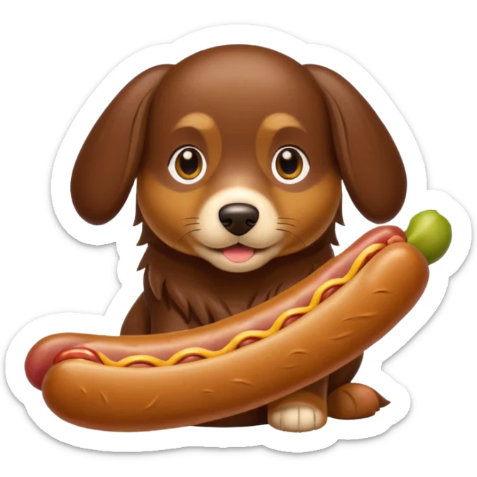 Perro salchicha de pelo largo cachorro color chocolate con color miel sticker