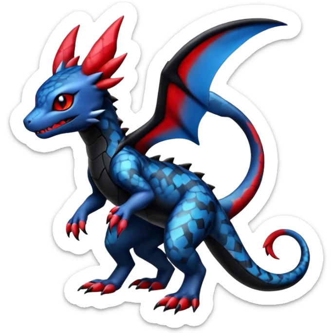 Cute Shiny Guilmon-Salandit-Umbreon-Fakémon-hybrid-creature (full body)  sticker