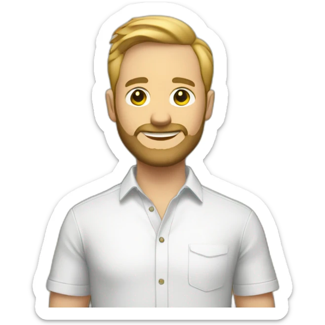 white male with small beard and very few hair holding stacks of money smart casual shirt sticker