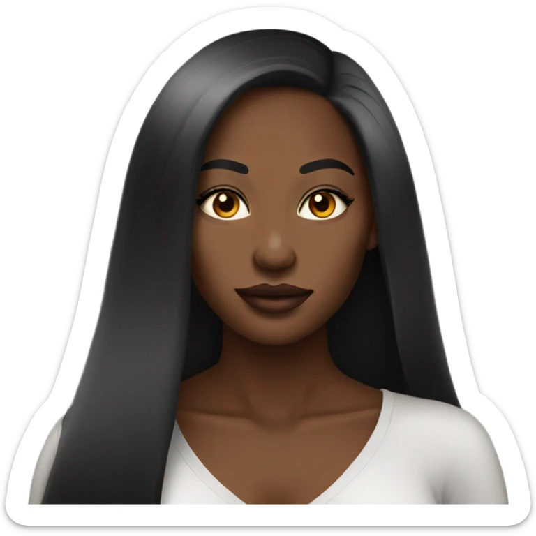 stunning african woman big lips and long straight hair black sticker