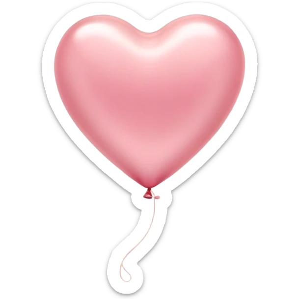 Cinematic tiny floating heart balloon, glossy and round, warm pink hues, slightly transparent with a soft glow, delicate string gently swaying, dreamy and adorable. sticker