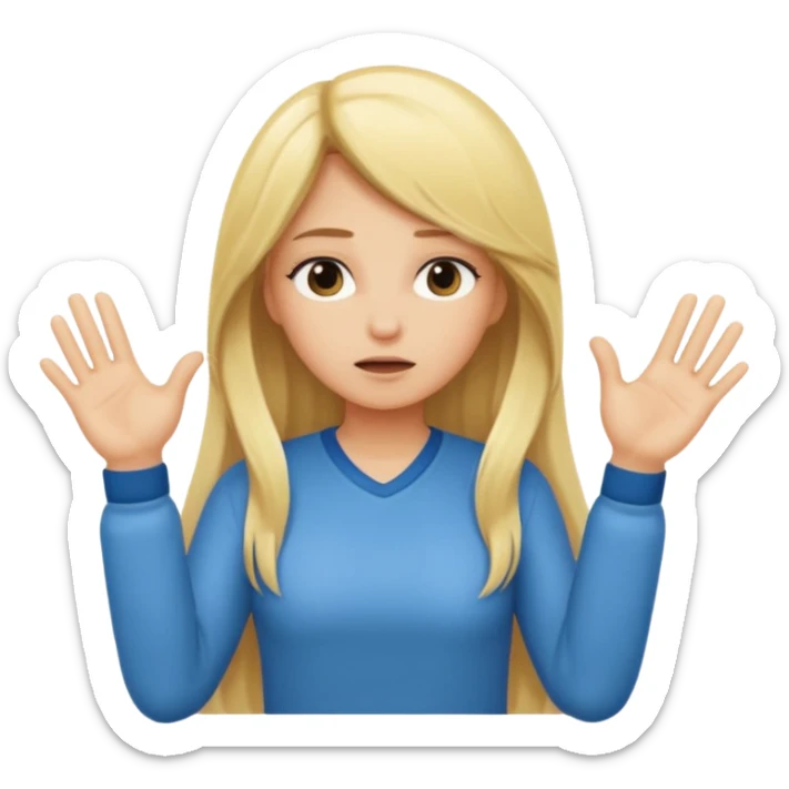 blonde cartoon girl long hair making time out gesture sticker