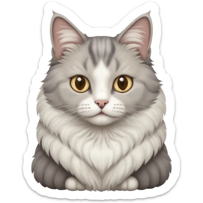 a grey and white cat sitting regally sticker