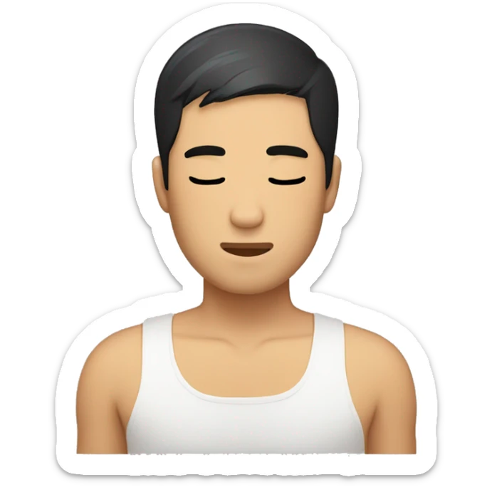 Black hair, short hair, short hair, Asian man, snoring with eyes closed, sunburnt skin sticker