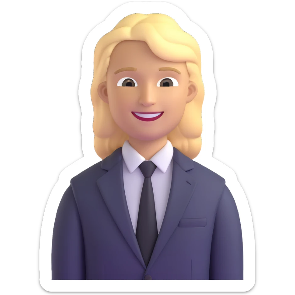 Oleg Tinkov, smiling, blond hair, wearing a business suit sticker