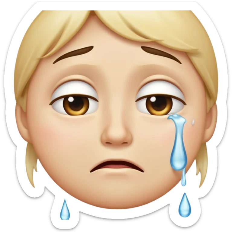 An emoji of someone trying to hold their tears sticker