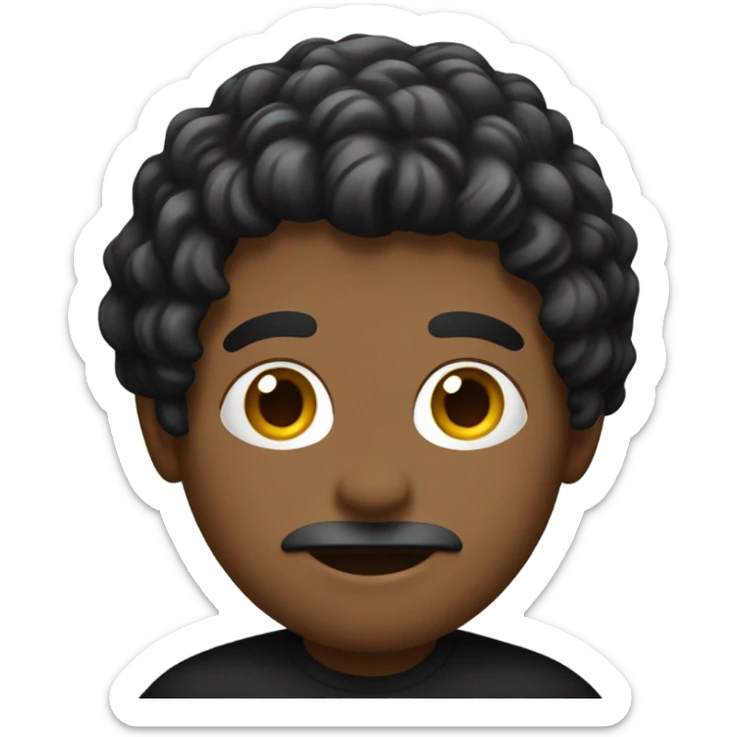 I want an emoji with wavy, somewhat dark hair and a black shirt  sticker