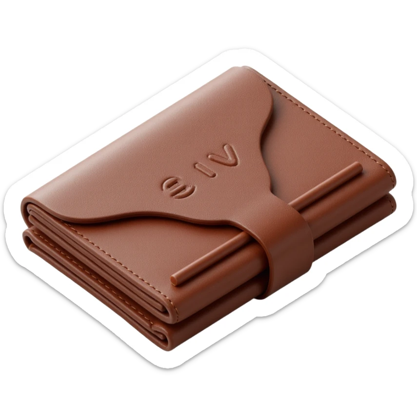 a detailed leather wallet, skeuomorphism style sticker