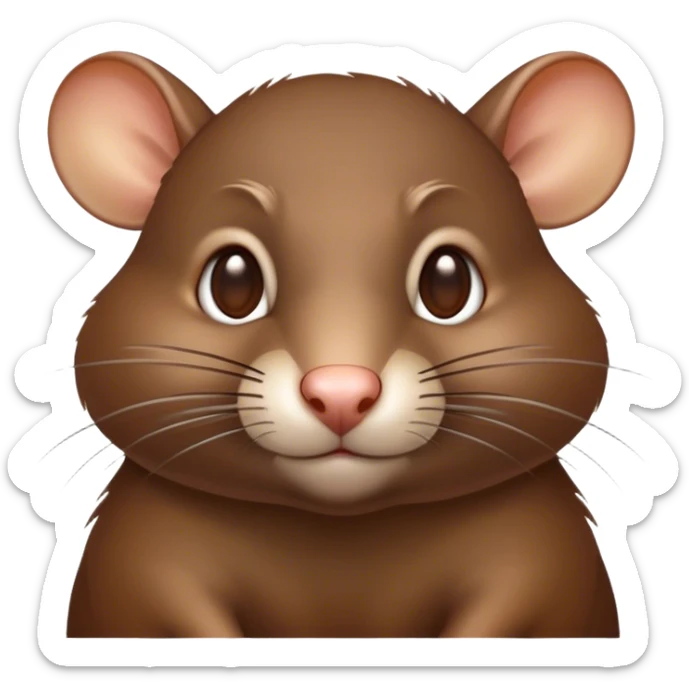 Cinematic Noble Brown Rat Portrait Emoji, Poised and alert, with a sleek, agile build and a smooth, well-groomed coat of warm brown fur, beady, determined eyes, Simplified yet sharp and sophisticated features, highly detailed, glowing with a soft, dignified glow, high shine, intelligent and resourceful, stylized with an air of urban savvy, focused and attentive, soft glowing outline, capturing the essence of a watchful and confident rat that feels as though it could scurry out of the screen with effortless authority! sticker