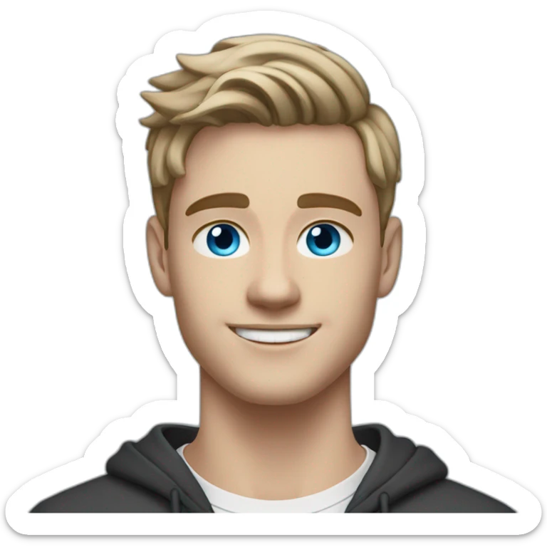 Man, 21 years old, darkblonde hair, left ear pierced, wearing AirPods, blue eyes. sticker
