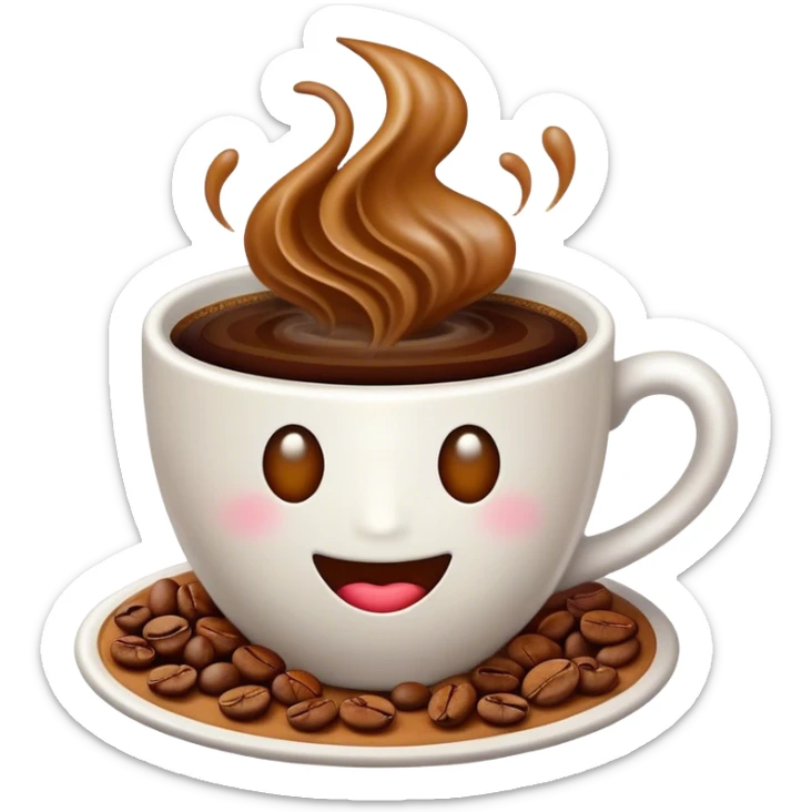 Cinematic Realistic Colombian Coffee Pop Culture Emoji, showcasing a steaming cup of rich, aromatic coffee that epitomizes Colombian culture rendered with detailed textures and warm, inviting lighting. sticker