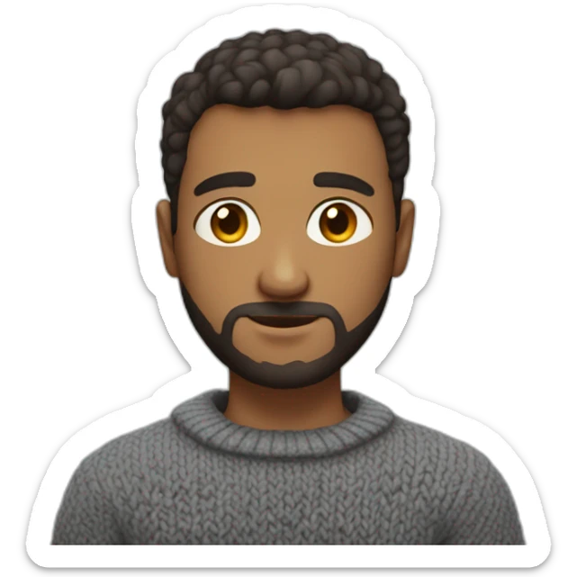 guy with a short haircut and naked eyes, short beard in a sweater sticker