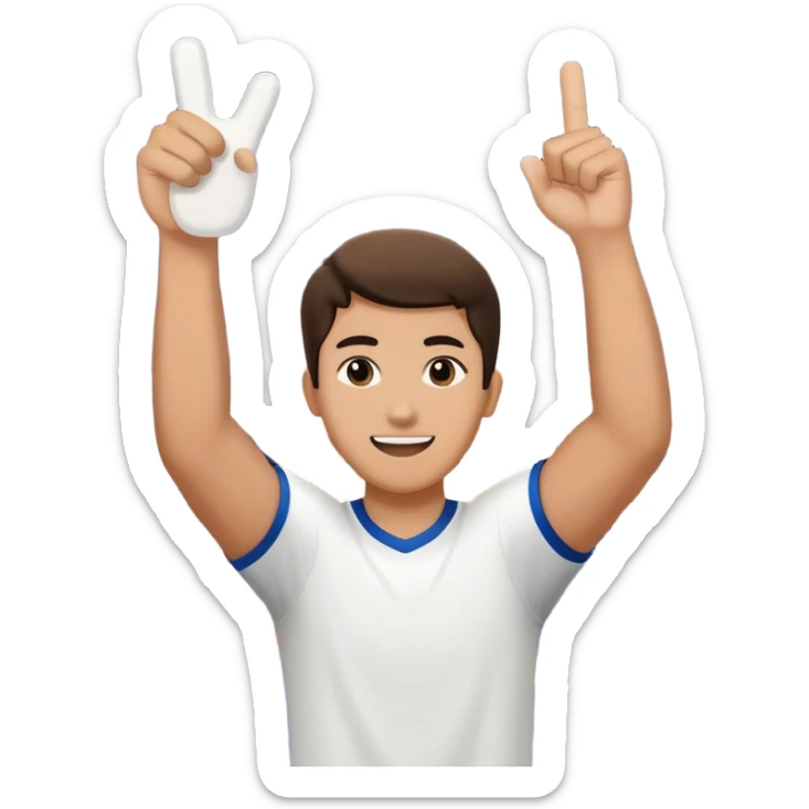 person cheering at a sports game, holding a foam finger or waving, stadium background sticker