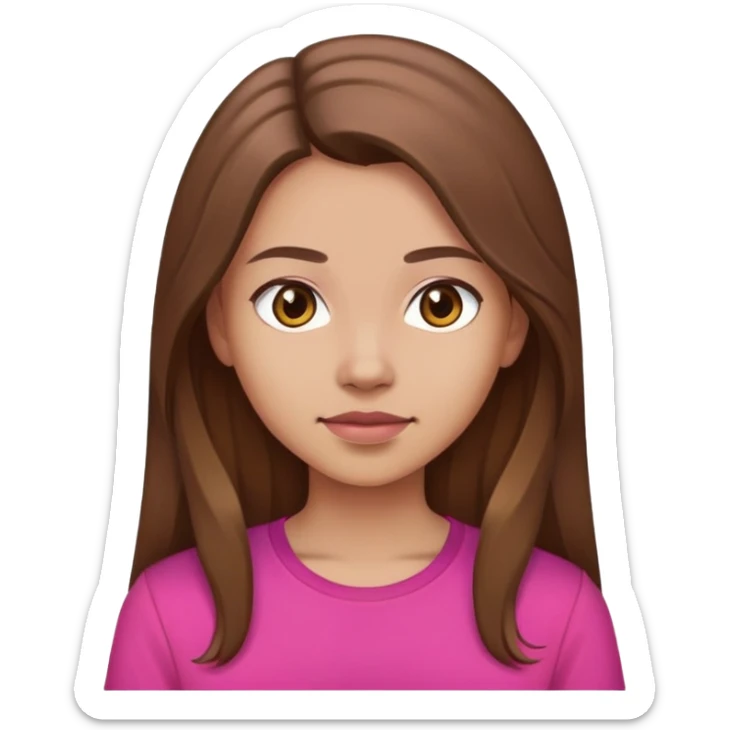 The girl with brown long hair, light skin wearing dark pink shirt  sticker