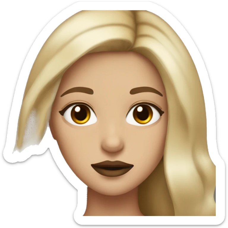 pretty girl with dark brown hair with blonde streak and hazel eyes and brown lipstick  sticker