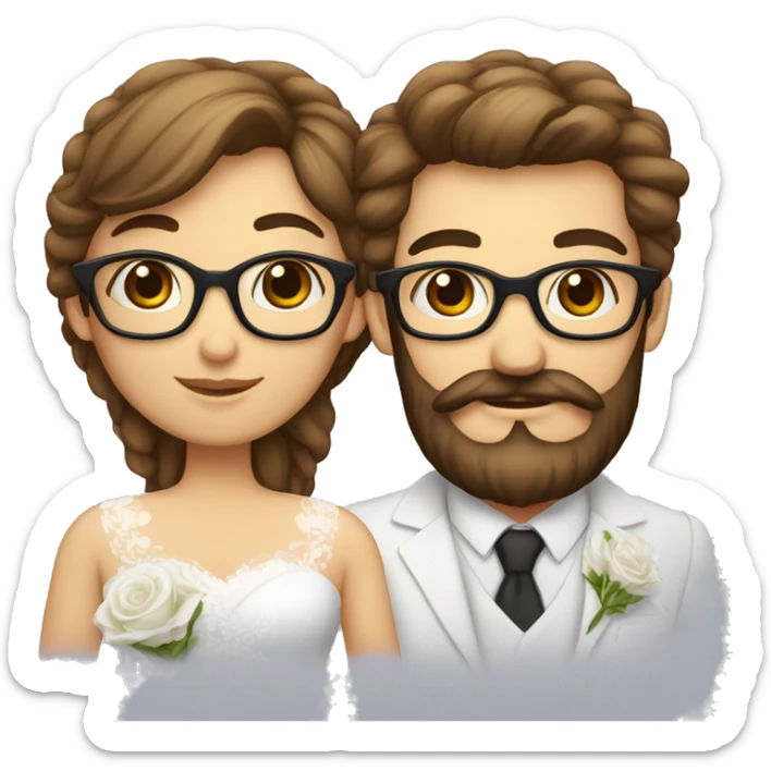 Un homme barbe de 3 jours et une femme mariage lunettes sticker