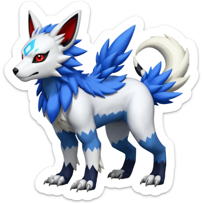 WereGarurumon-Zeraora-Renamon-Absol-fusion-hybrid-creature (full body sticker