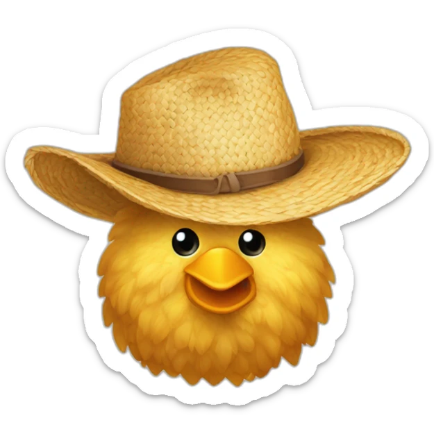 Un fermier avec un chapeau de paille qui porte un panier contenant un poulet sticker