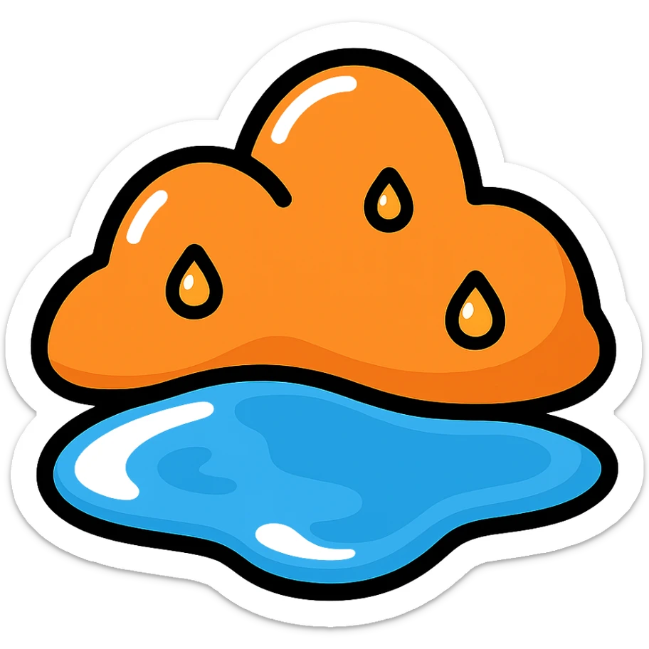 Make the wet soil look even wetter with puddles and shine, keeping the color outline icon style. sticker