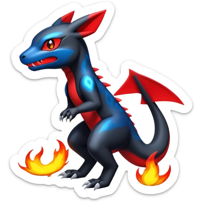 Cute Shiny Guilmon-Quilava-Salandit-Umbreon-Fakémon-hybrid-creature (full body)  sticker