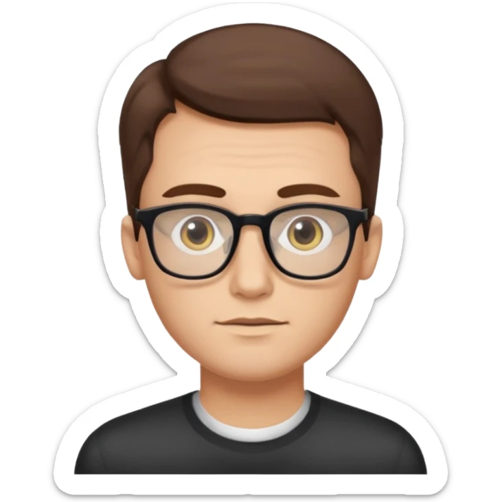 a young dad with brown hair, light yellow skin color, small eyes with rectangular glasses, without beard sticker