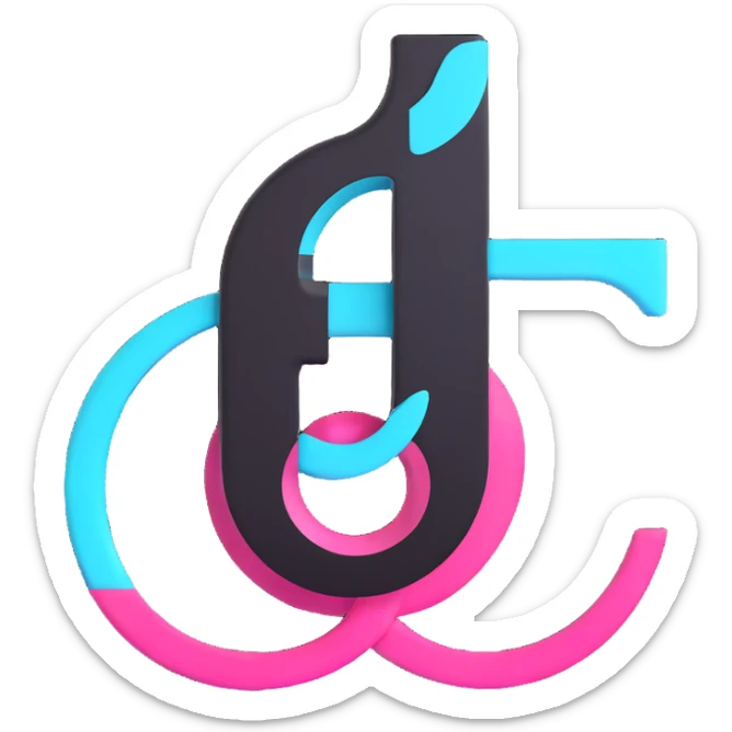 true 3D version of the official TikTok logo, using TikTok's signature colors black white cyan and pink, realistic and visually striking, suitable for Discord role icon sticker