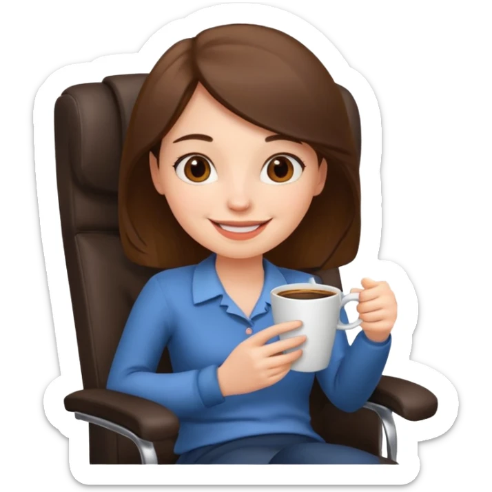 Cartoon faced girl relaxing in an office chair sticker