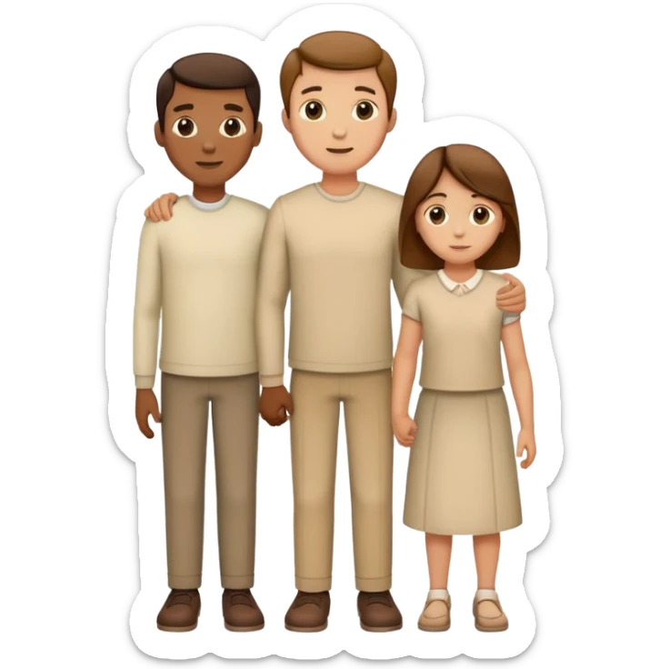 family with one mother, one father, two boys and one girl standing together sticker