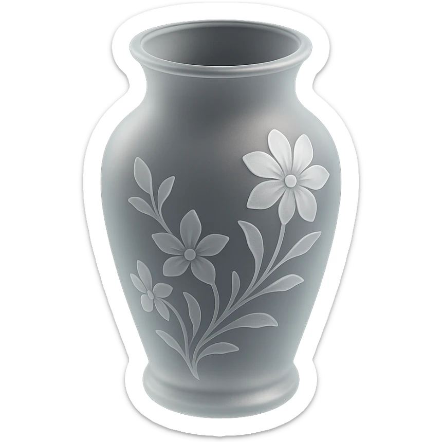 vase with floral patterns, frosted glass look, elegant and modern, matte glass style sticker