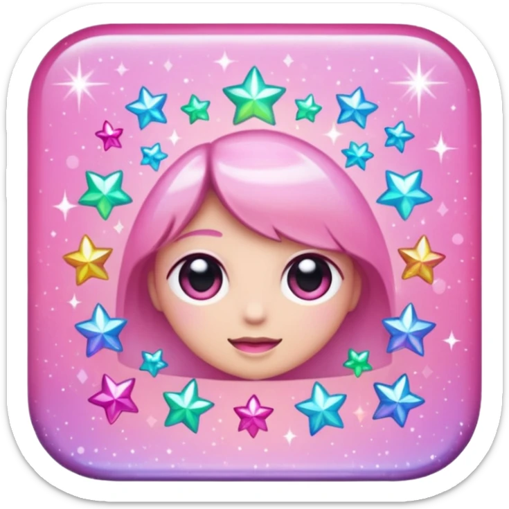 The glittering flashes of sparkles of pink color sticker