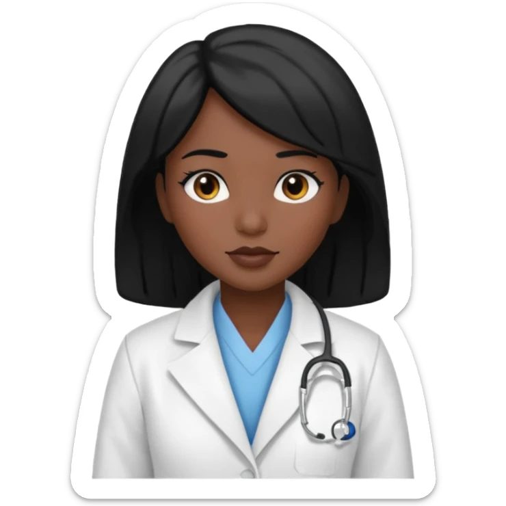 medical woman, with black hair and skin color sticker