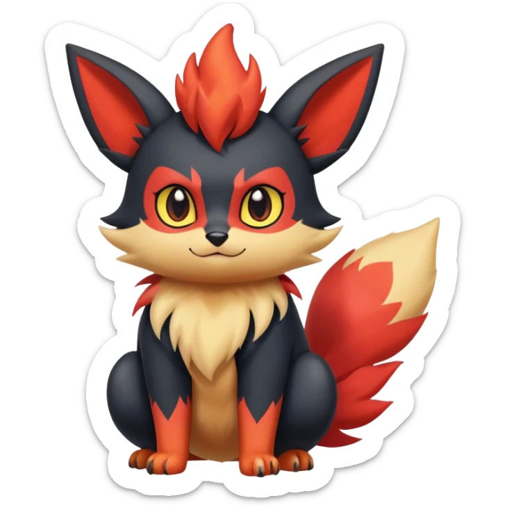 Cool cute edgy kawaii Quilava-Litten-Flareon-animal-creature-hybrid full body sticker