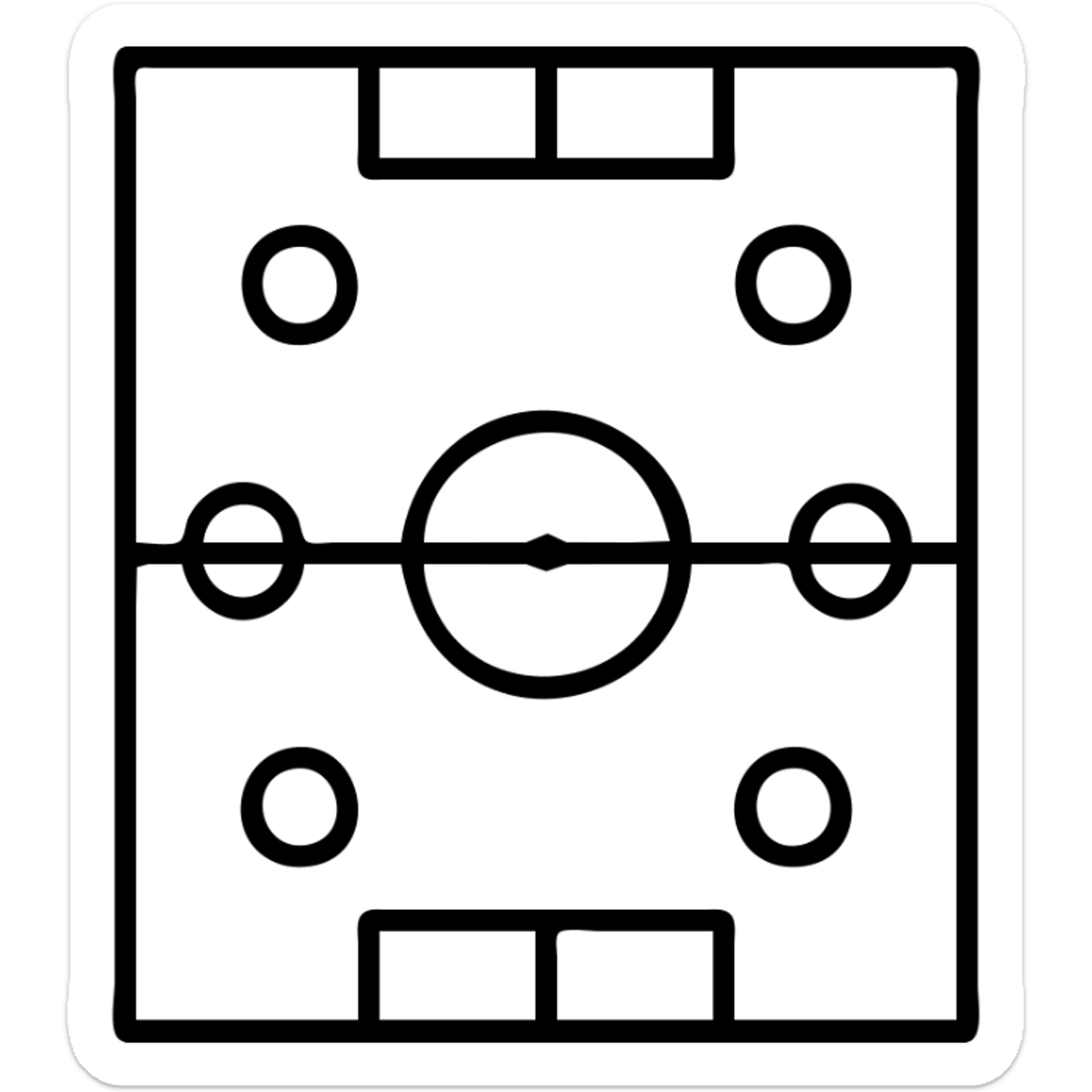 4v4 football soccer field layout top-down view, colored circles for players, minimal style, tactical explanation sticker