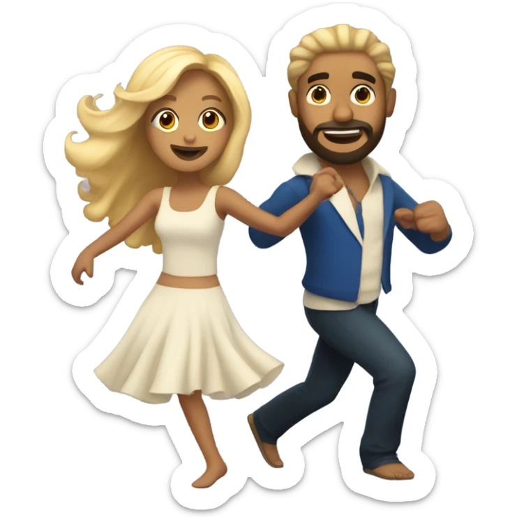 Puerto rican beard short hair with long blonde hair girl dancing sticker