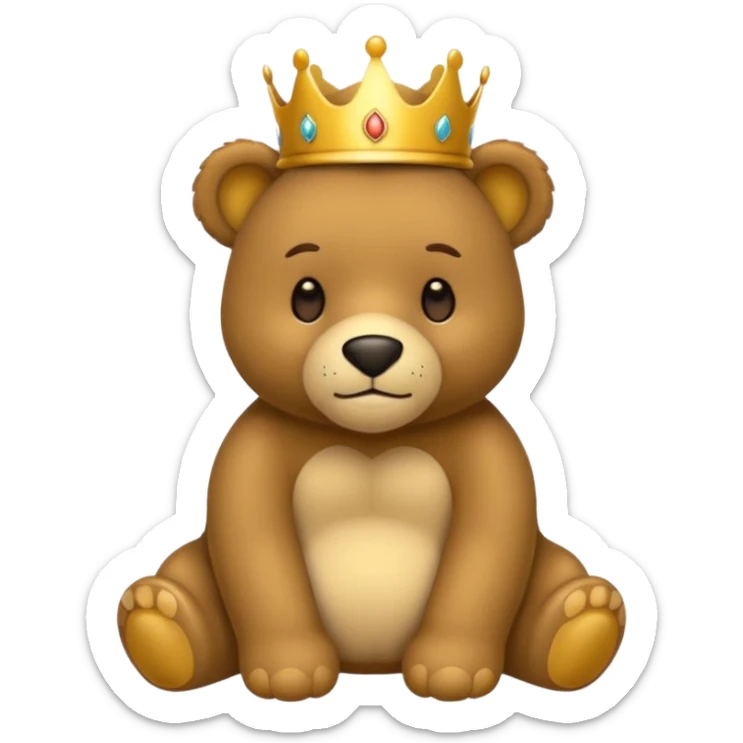 quiero que el emoji sea de un oso de peluche que tenga puesta una corona sticker