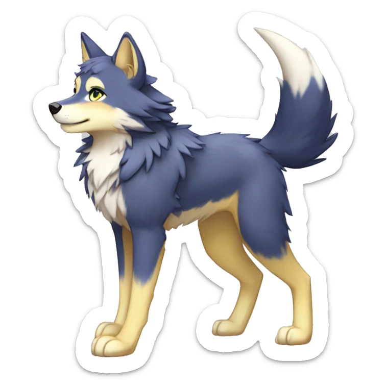 Anthro Colorful Shiny Fionbri-Falvie-sparkle-wolf-sona with shiny markings full body sticker